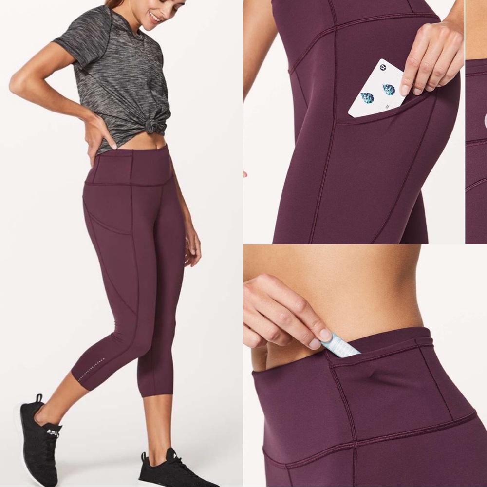 Like Brand New Lululemon Fast and Free Crop II Leggings Nulux 19” Dark Adobe Red